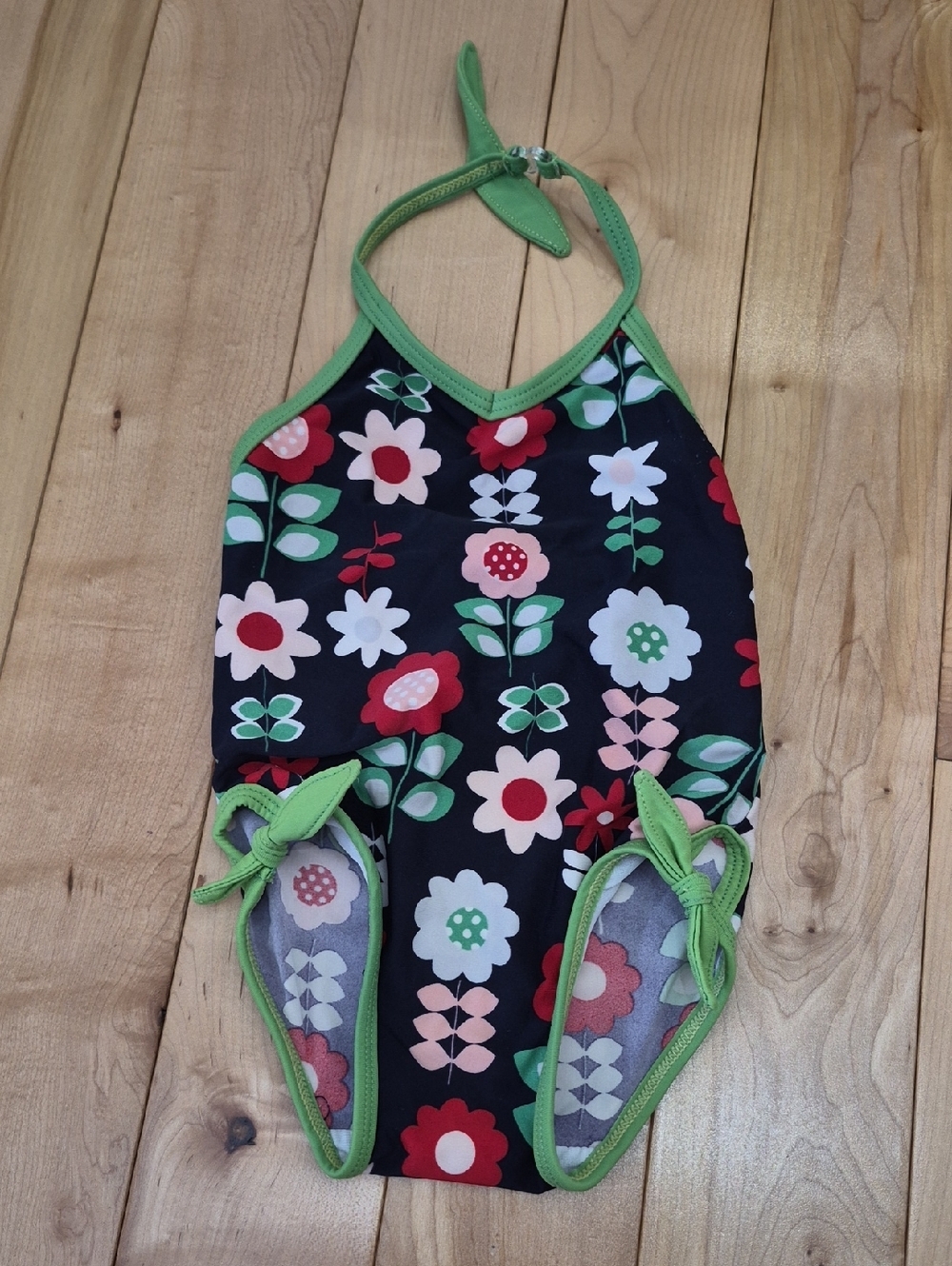 Girls 6-12m GAP Floral One-Piece Swimsuit with Green Trim